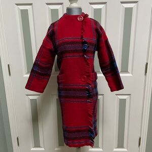 Vintage Red Plaid Wool Coat